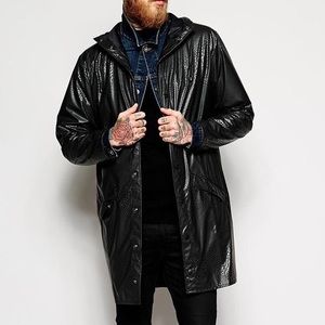 NWOT RAINS Long Jacket Black Reptile Print UNWORN